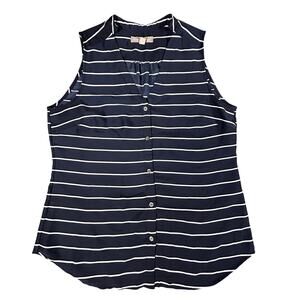 Banana Republic Tunic Top Striped Shirt‎ Women's S Navy Blue Sleeveless Blouse